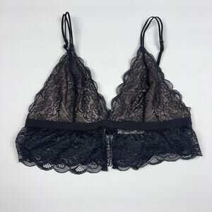 Madewell Whimsigoth Bralette Liana Black Lace Longline Gothic Dark Coquette